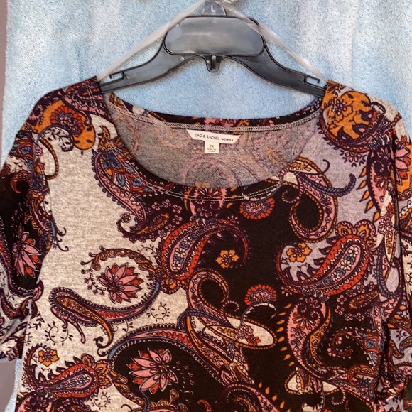 Zac & Rachel top gray with paisley and floral print boho casual shirt office 2X - Picture 5 of 17